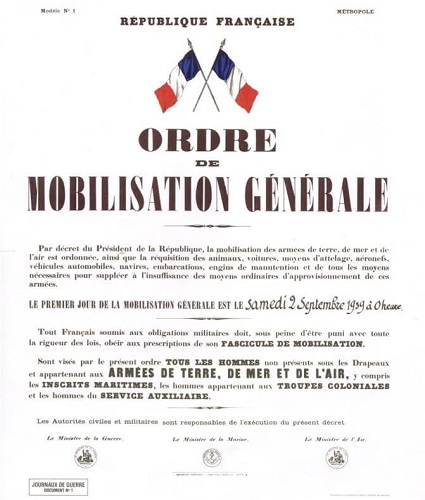 G01 1939 Ordre de mobilisation generale